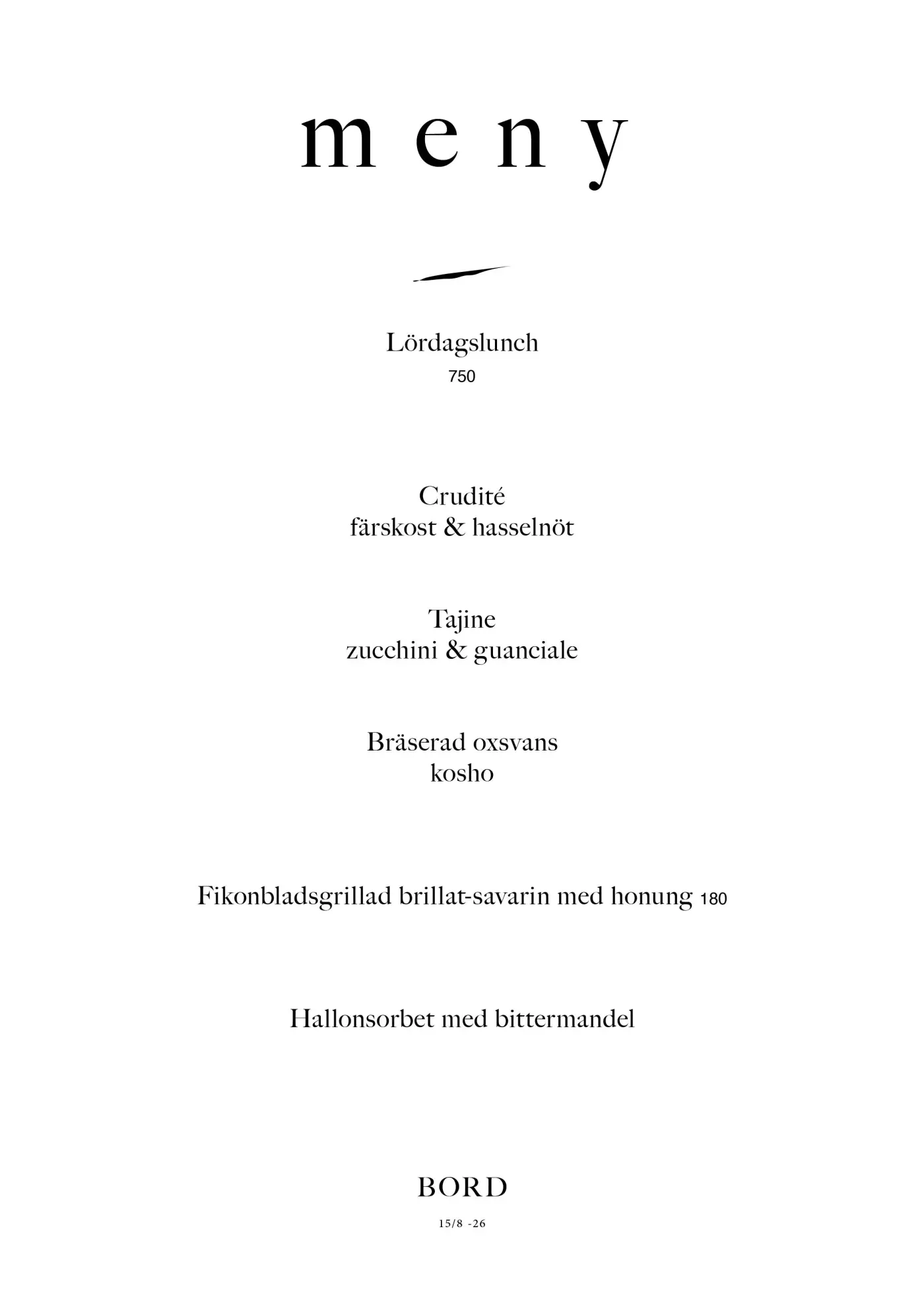 Bord — lördagslunch